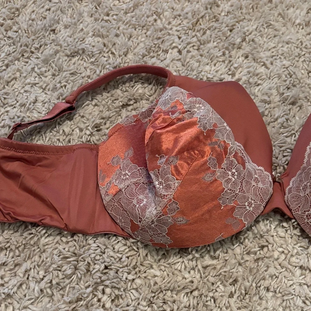 Cacique Satin Lace Bra in Rust and Cream